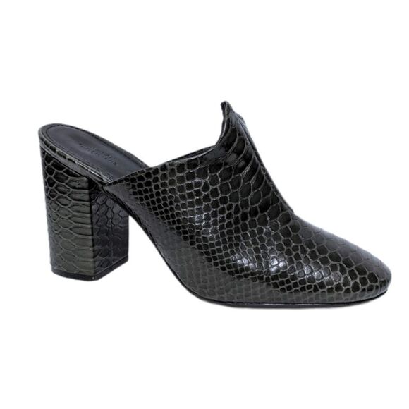 URBAN OUTFITTERS Green Snakeskin Leather Mules 8 - Picture 1 of 10